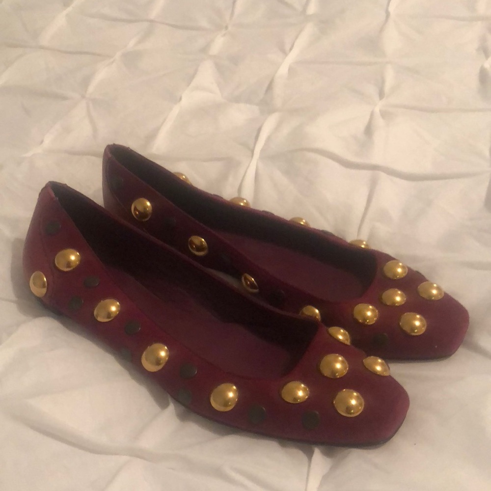 Authentic Gucci babouska Stud flats purple suede